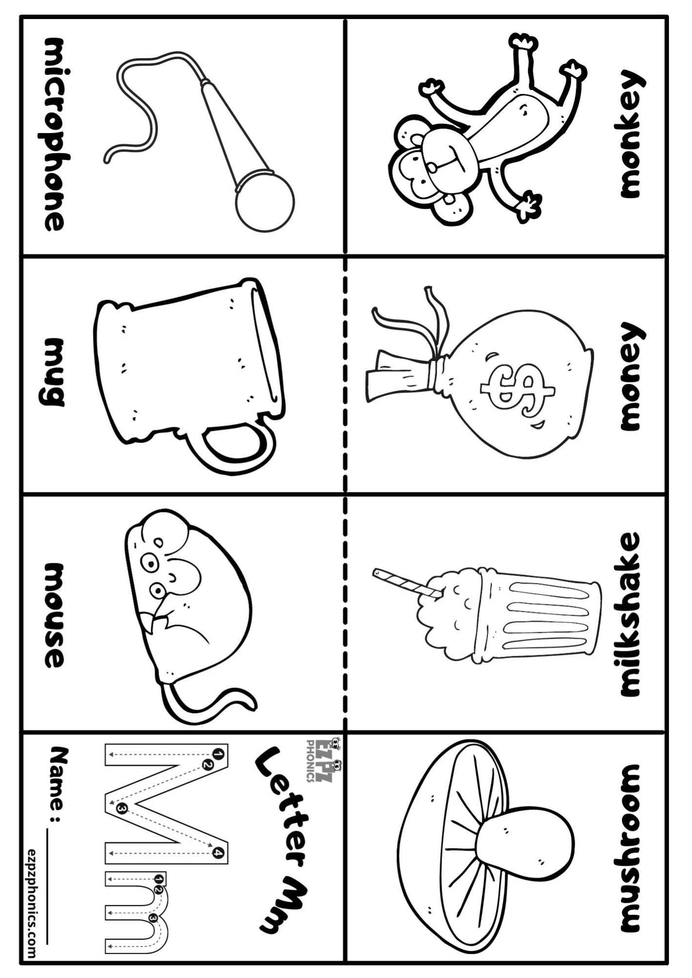Letter M Mini Coloring Book Free Printable PDF - ezpzphonics.com